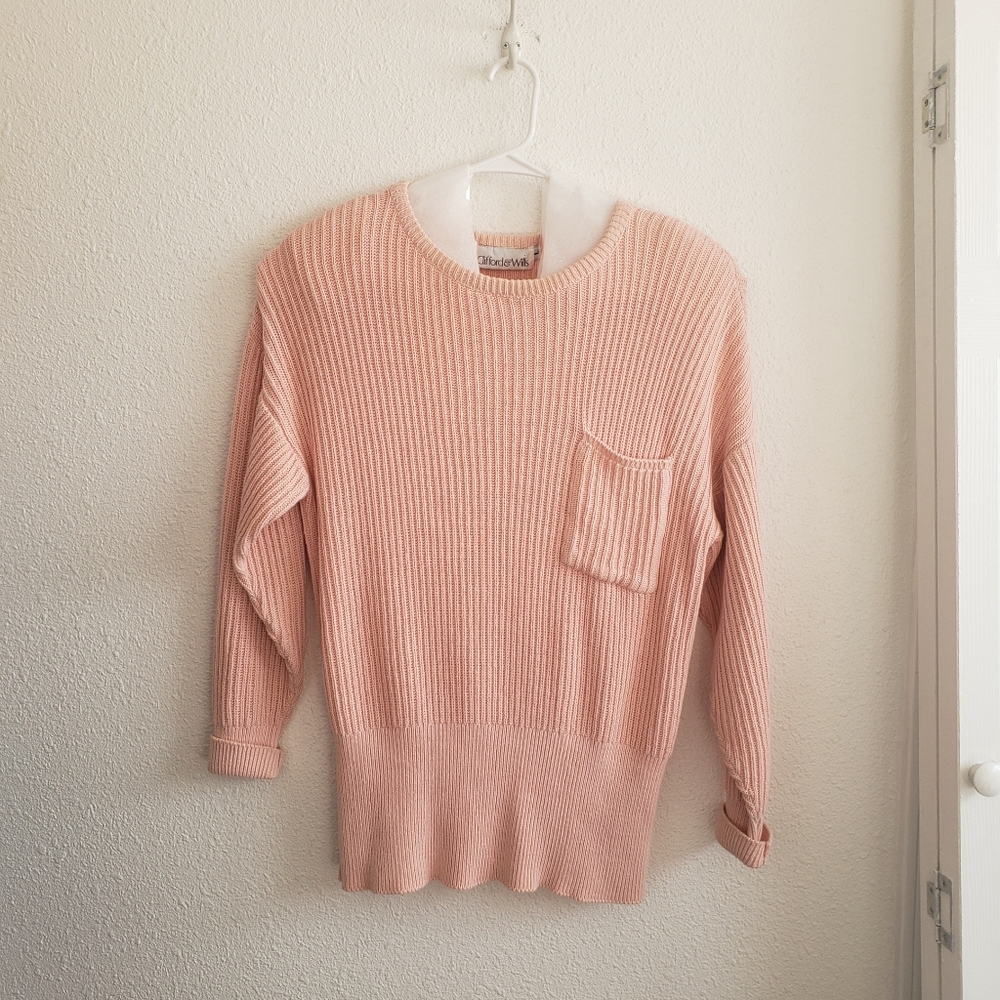 Vintage Clifford&Wills  Women Light Rose Cotton Relaxed  Sweater. FINAL SALE -